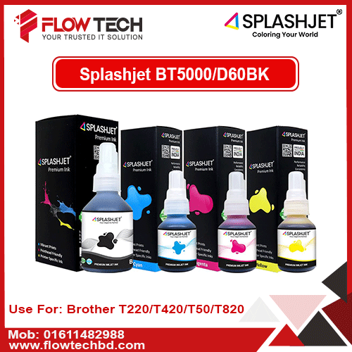 Splashjet Compatible Refill Dye Ink for Brother DCP- T220, T300, T310, T420, T500, T520, T820, T920, T510, T910, T710, T4000W, T800W, T710W - Printer